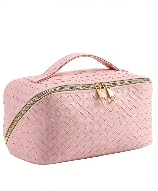 Bolso de Maquillaje de Piel Rosado